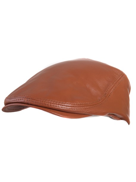 Męska czapka typu "casquette" z gumką – jasnobrązowa
