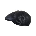 Męska czapka typu "casquette" wykonana ze skóry, w kolorze czarnym