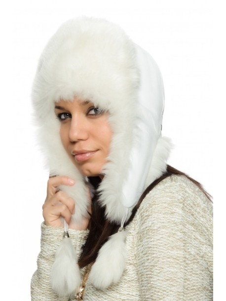 Czapka skórzana unisex, kolor biały