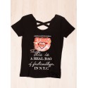 Czarne damskie t-shirty z wyciętym tyłem